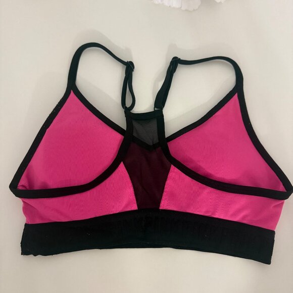 Victorias Secret Pink Ultimate Racerback Sports Bra Lightly Lined Small Pink & B - Picture 2 of 3